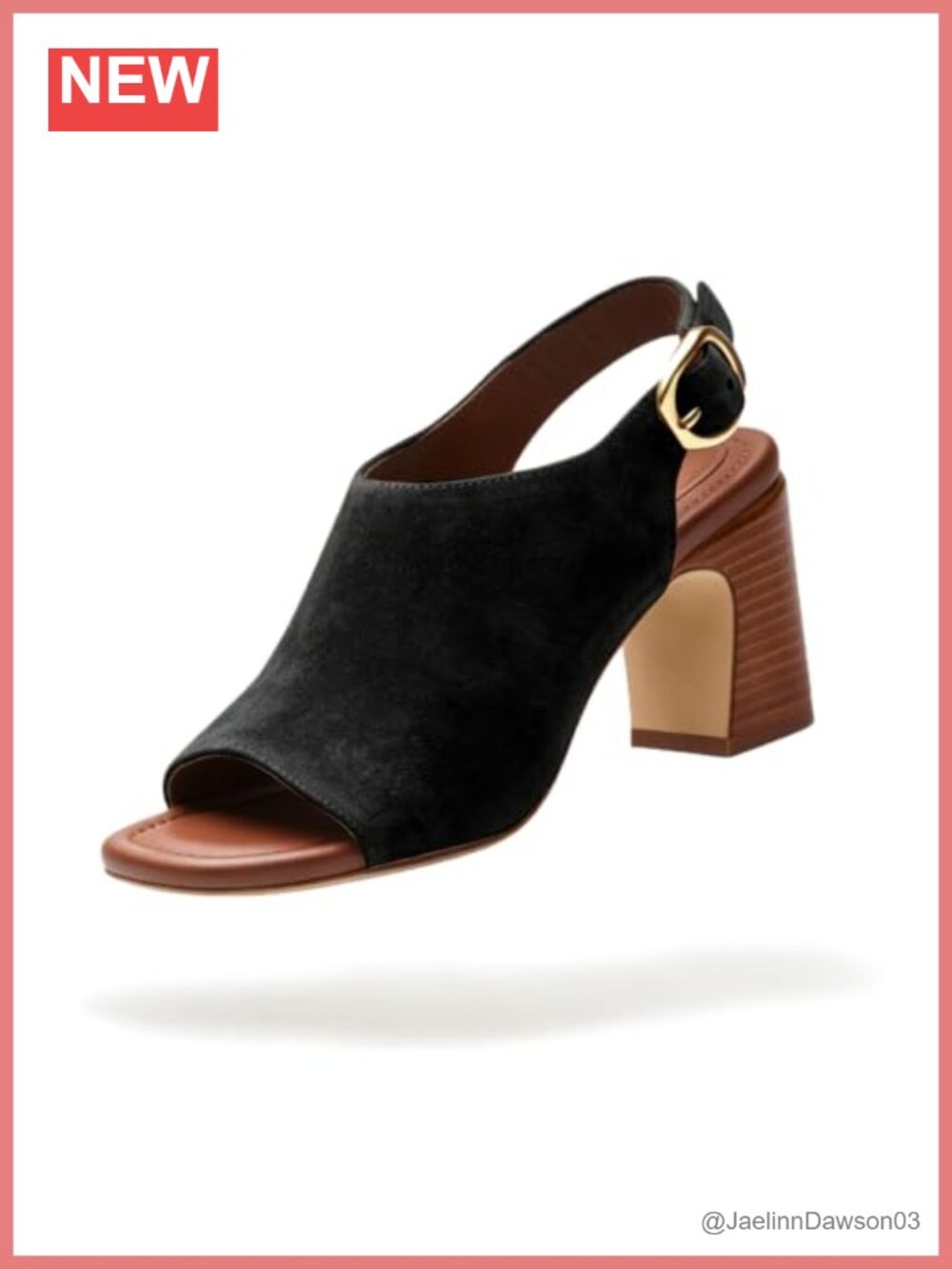Chunky Block Heel Slingback Sandals Open Toe Suede Retro